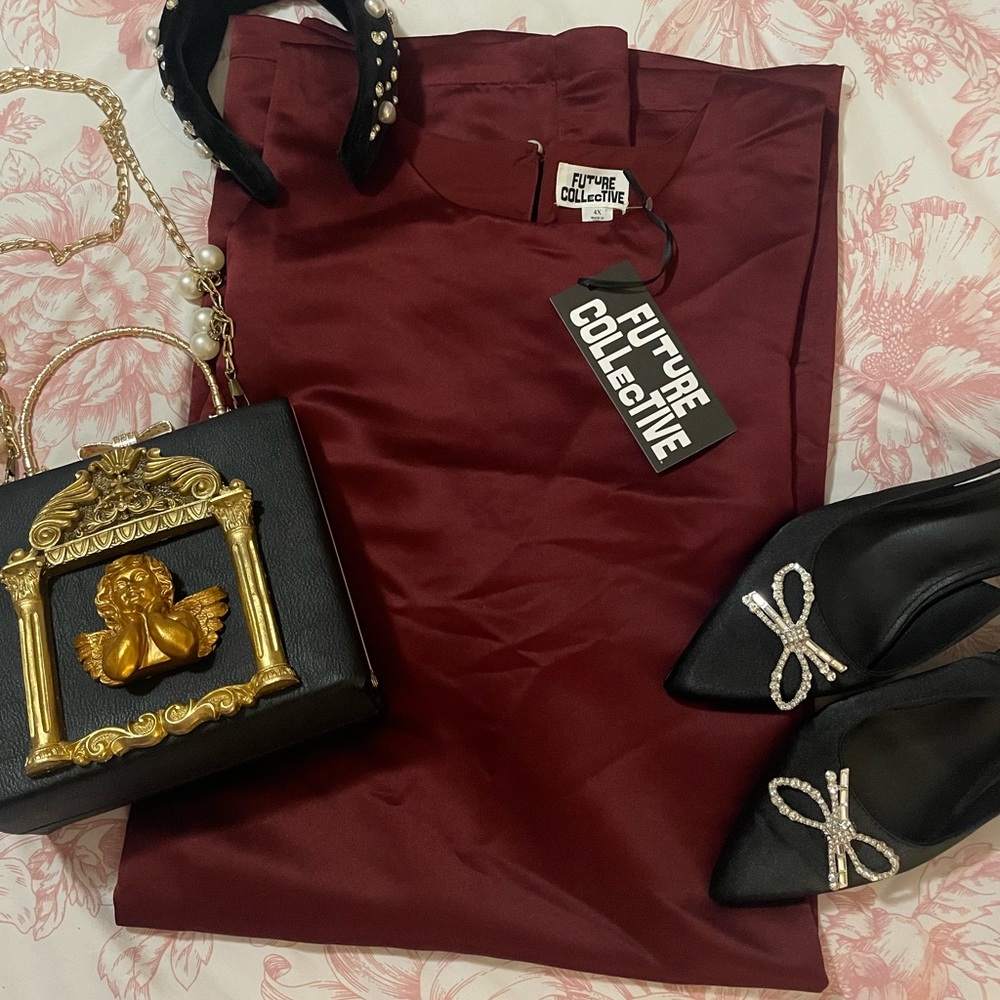 Future Collective Plus Size Burgundy Dress